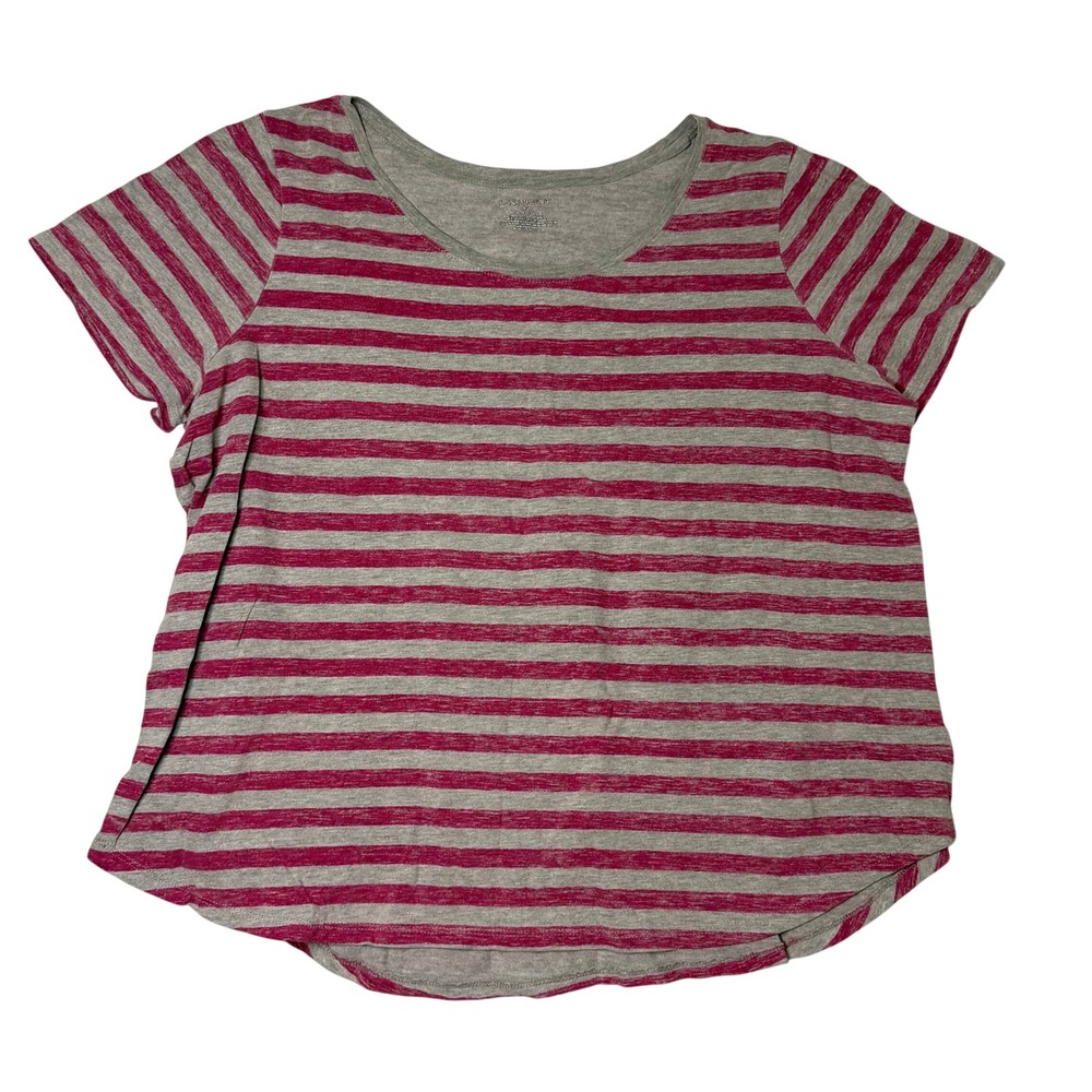 Lane Bryant Striped Scoop Neck T Shirt Top‎ Size 18/20 Pink Gray